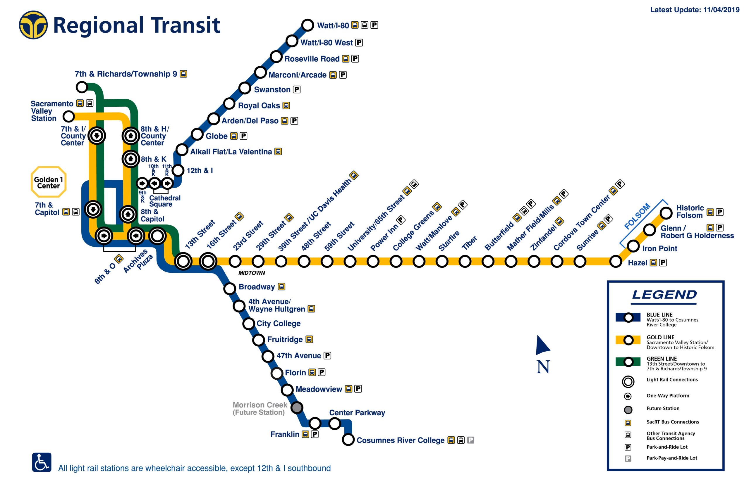 Sacramento Light Rail Route Map